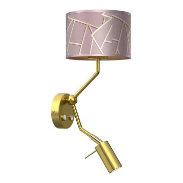 Vägglampa  ZIGGY 1xE27/40W/230V + 1xGU10/MR11/7W rosa /gyllene
