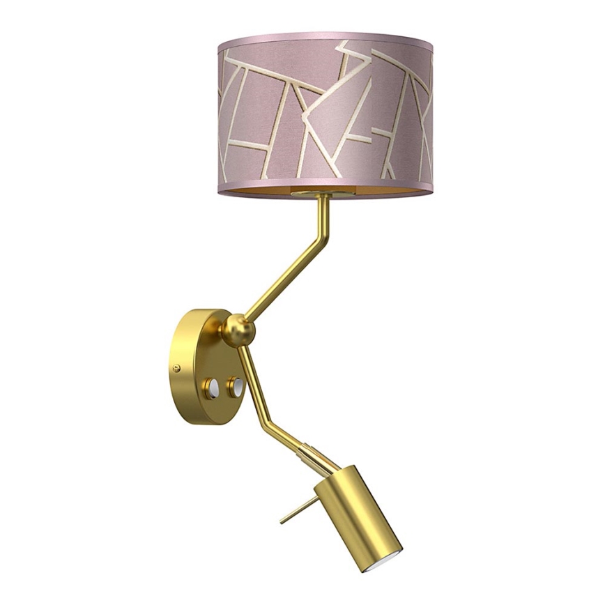 Vägglampa  ZIGGY 1xE27/40W/230V + 1xGU10/MR11/7W rosa /gyllene