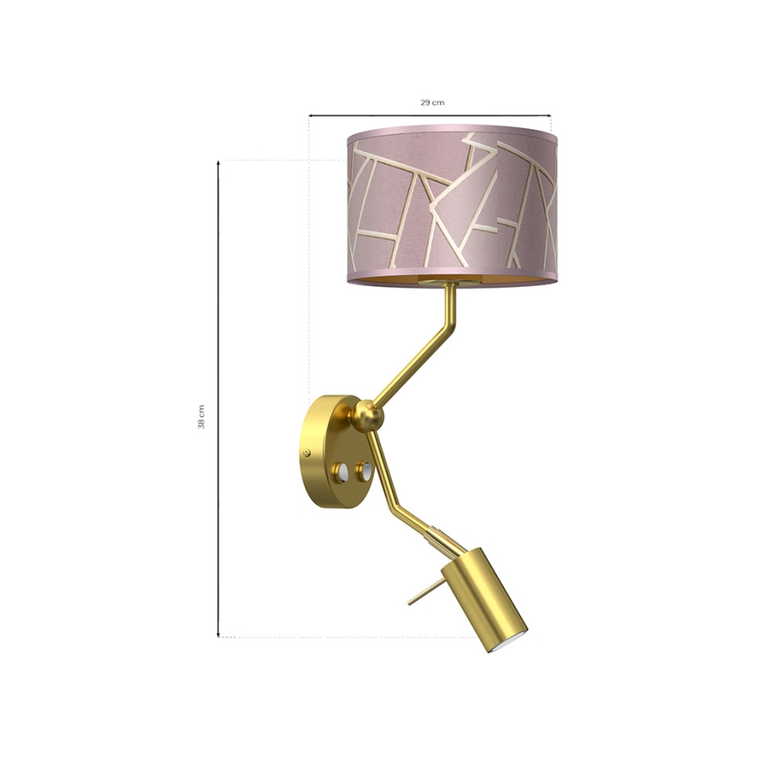 Vägglampa  ZIGGY 1xE27/40W/230V + 1xGU10/MR11/7W rosa /gyllene