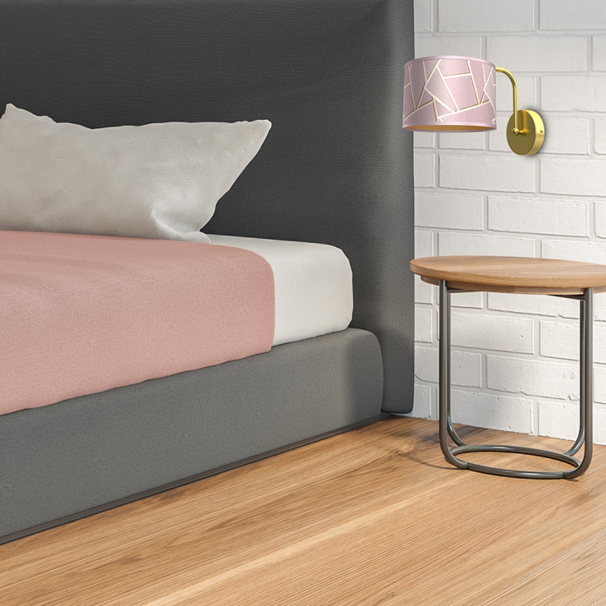 Vägglampa  ZIGGY 1xE27/60W/230V rosa /gyllene 