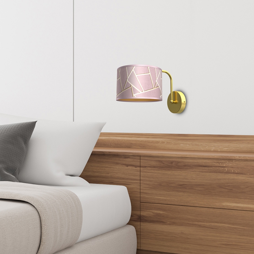 Vägglampa  ZIGGY 1xE27/60W/230V rosa /gyllene 