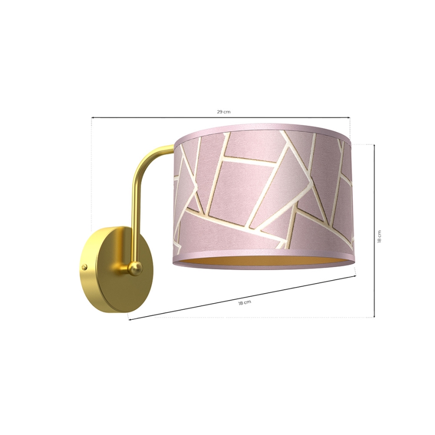 Vägglampa  ZIGGY 1xE27/60W/230V rosa /gyllene 