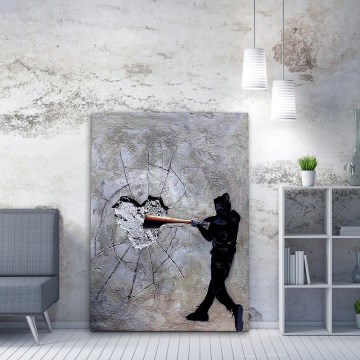 Väggmålning på duk 100x70 cm grå/svart