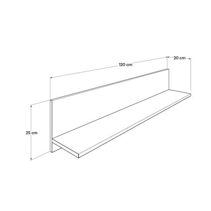 Väggmonterad hylla 25x120 cm vit