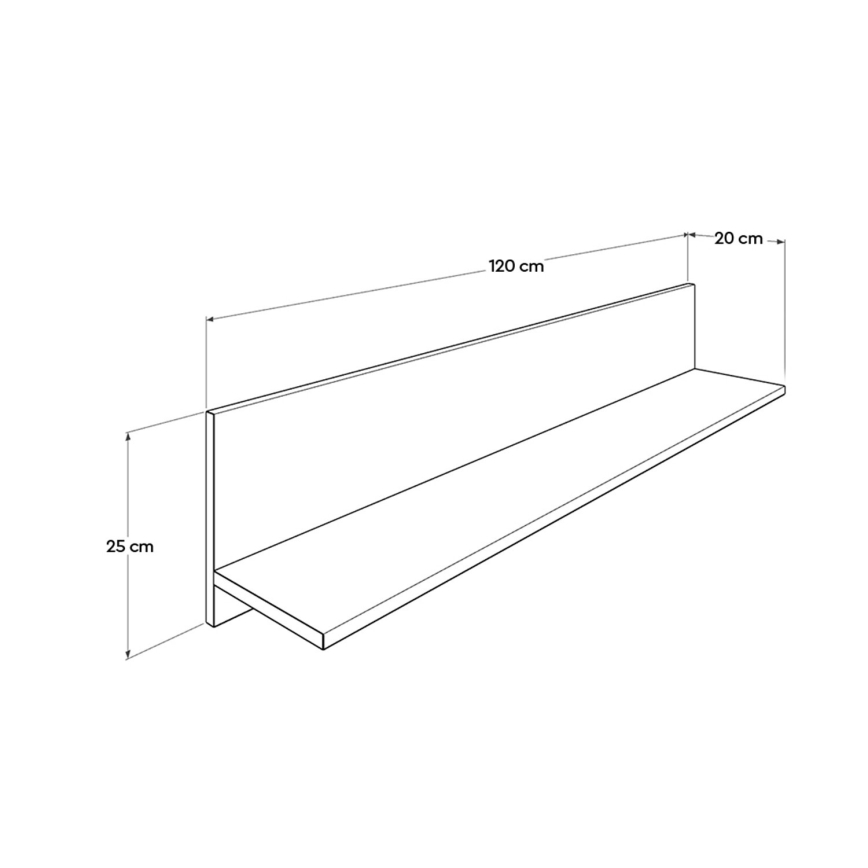 Väggmonterad hylla 25x120 cm vit
