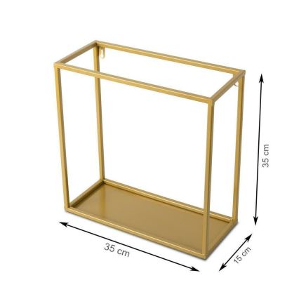 Väggmonterad hylla 35x35 cm guld