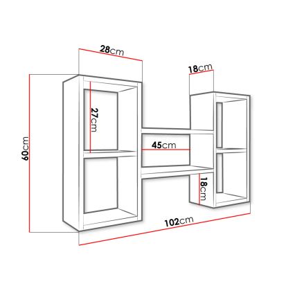 Väggmonterad hylla TRIO 60x102 cm vit