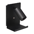 Väggmonterad spotlight med hylla och USB-laddare 1xGU10/35W/230V svart