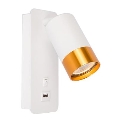 Väggmonterad spotlight med USB-laddare 1xGU10/35W/230V vit/guld
