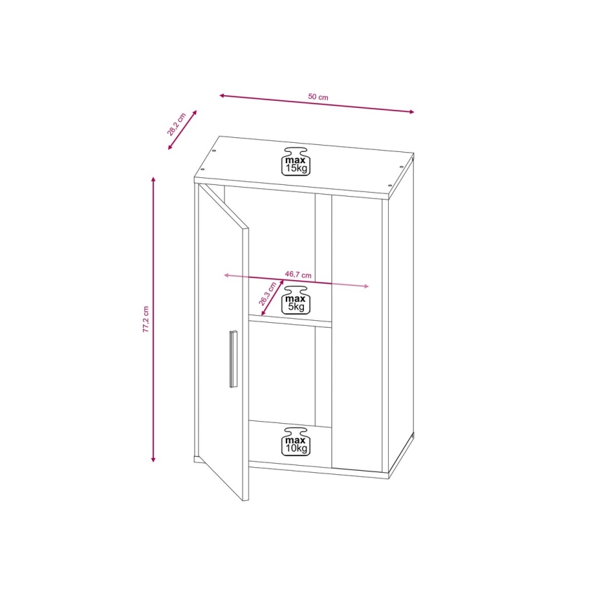 Väggsektion BRICK vit/svart