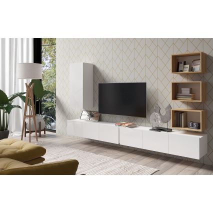 Väggskåp PAVO 117x45 cm glänsande vit