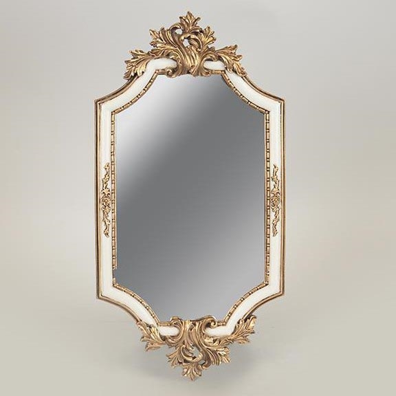 Väggspegel 41x21 cm vit/guld