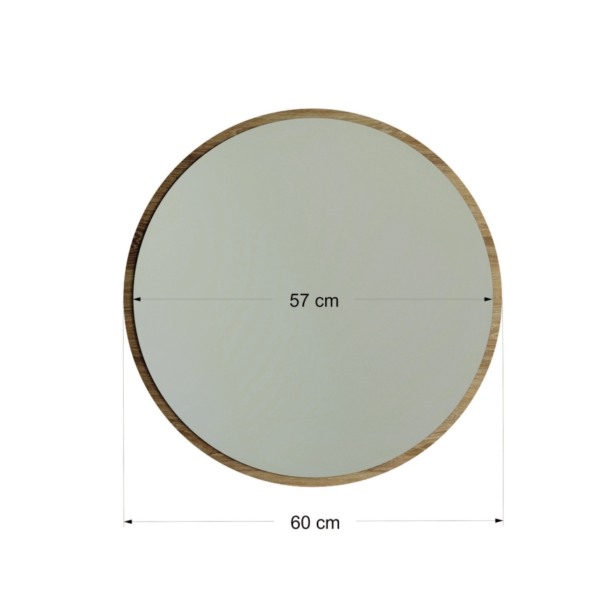 Väggspegel AYNA d. 60 cm brun