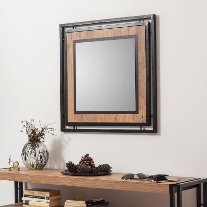 Väggspegel COSMO 70x70 cm brun/svart
