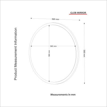 Väggspegel GLOB d. 59 cm vit