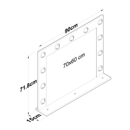 Väggspegel med en hylla RANI 90x71,8 cm vit