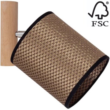 Väggspotlight BENITA 1xE27/25W/230V brun/ek – FSC certifierade
