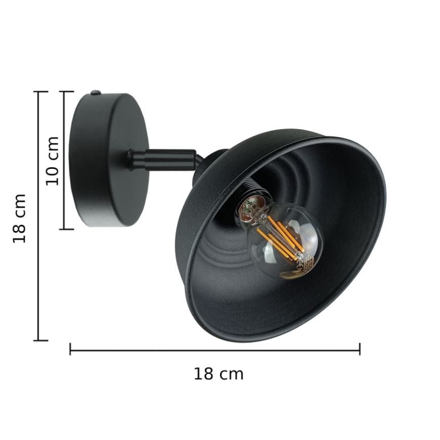 Väggspotlight FAUN 1xE27/60W/230V svart