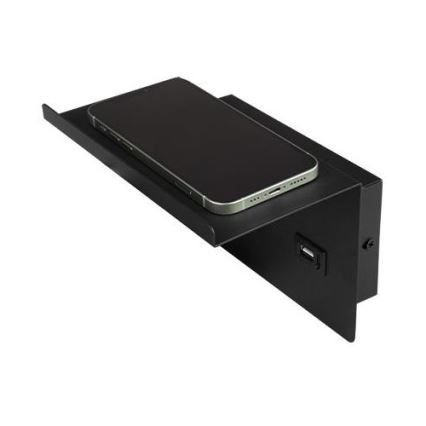 Väggspotlight med hylla och USB laddare 1xG9/35W/230V svart/guld