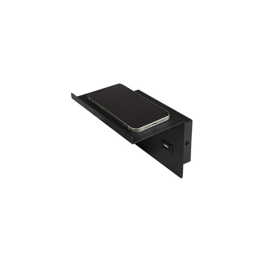 Väggspotlight med hylla och USB laddare 1xG9/35W/230V svart/guld