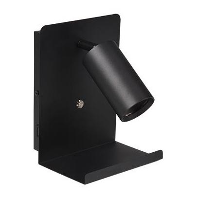 Väggspotlight med hylla och USB laddare 1xGU10/35W/230V svart