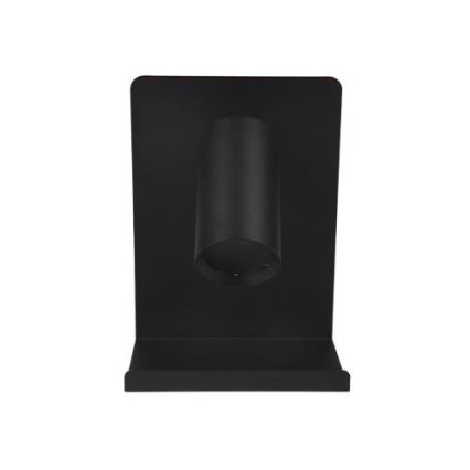 Väggspotlight med hylla och USB laddare 1xGU10/35W/230V svart