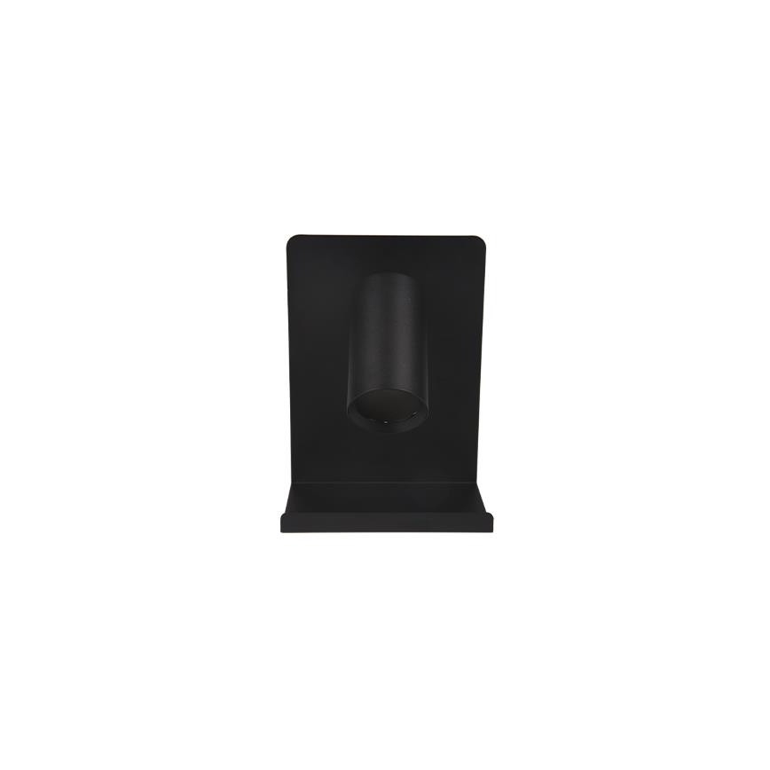 Väggspotlight med hylla och USB laddare 1xGU10/35W/230V svart