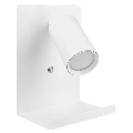 Väggspotlight med hylla och USB laddare 1xGU10/35W/230V vit