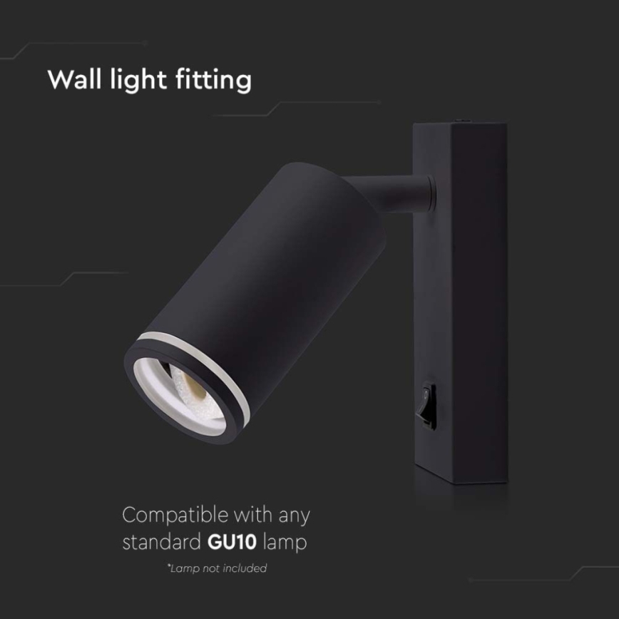 Väggspotlight med strömbrytare 1xGU10/35W/230V svart