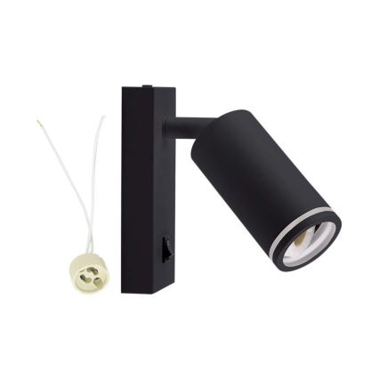 Väggspotlight med strömbrytare 1xGU10/35W/230V svart
