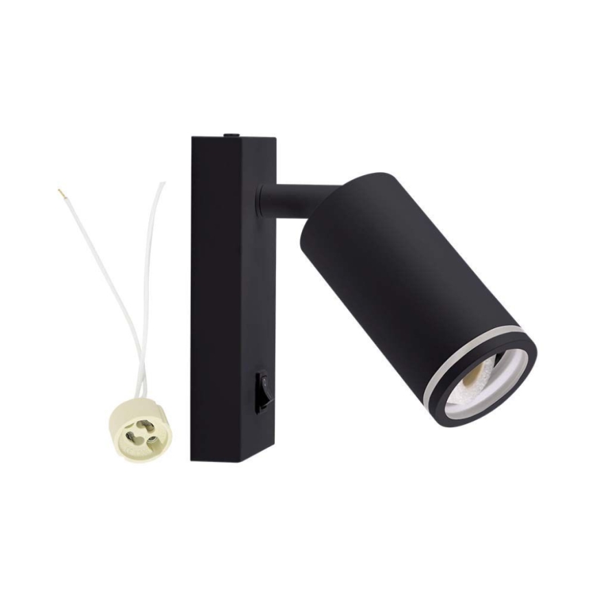 Väggspotlight med strömbrytare 1xGU10/35W/230V svart