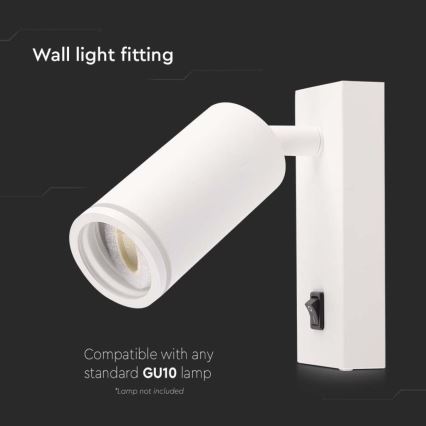 Väggspotlight med strömbrytare 1xGU10/35W/230V vit