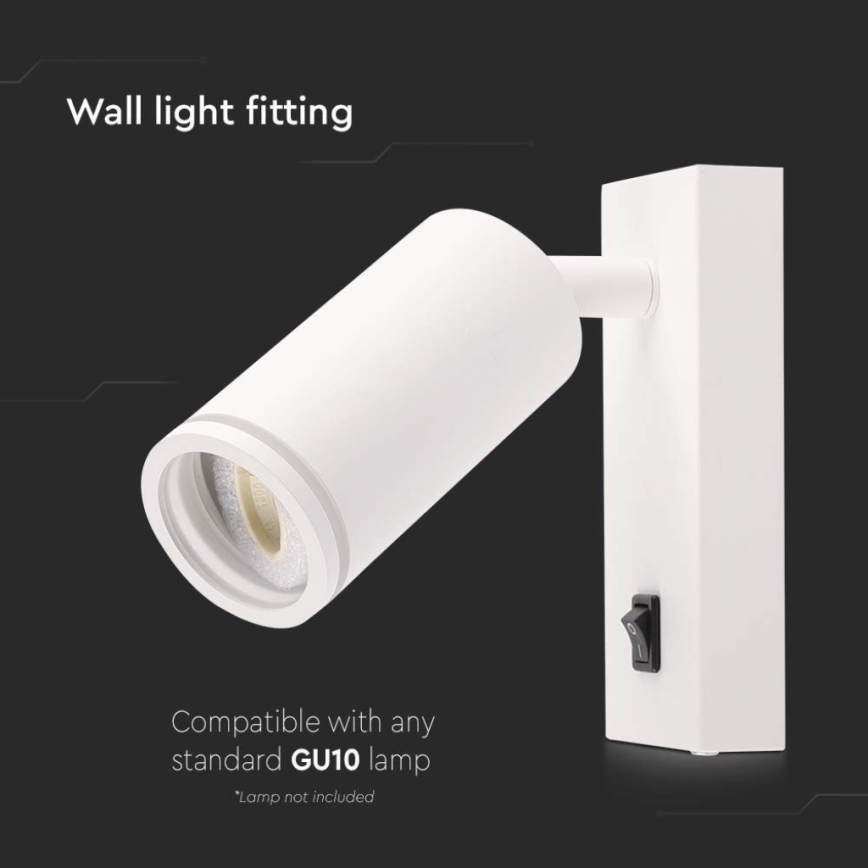 Väggspotlight med strömbrytare 1xGU10/35W/230V vit