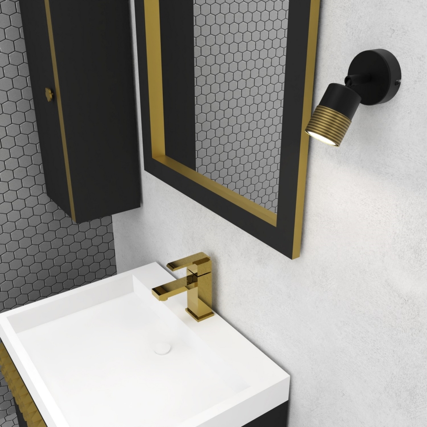 Väggspotlight MIZU 1xGU10/8W/230V svart/mässing