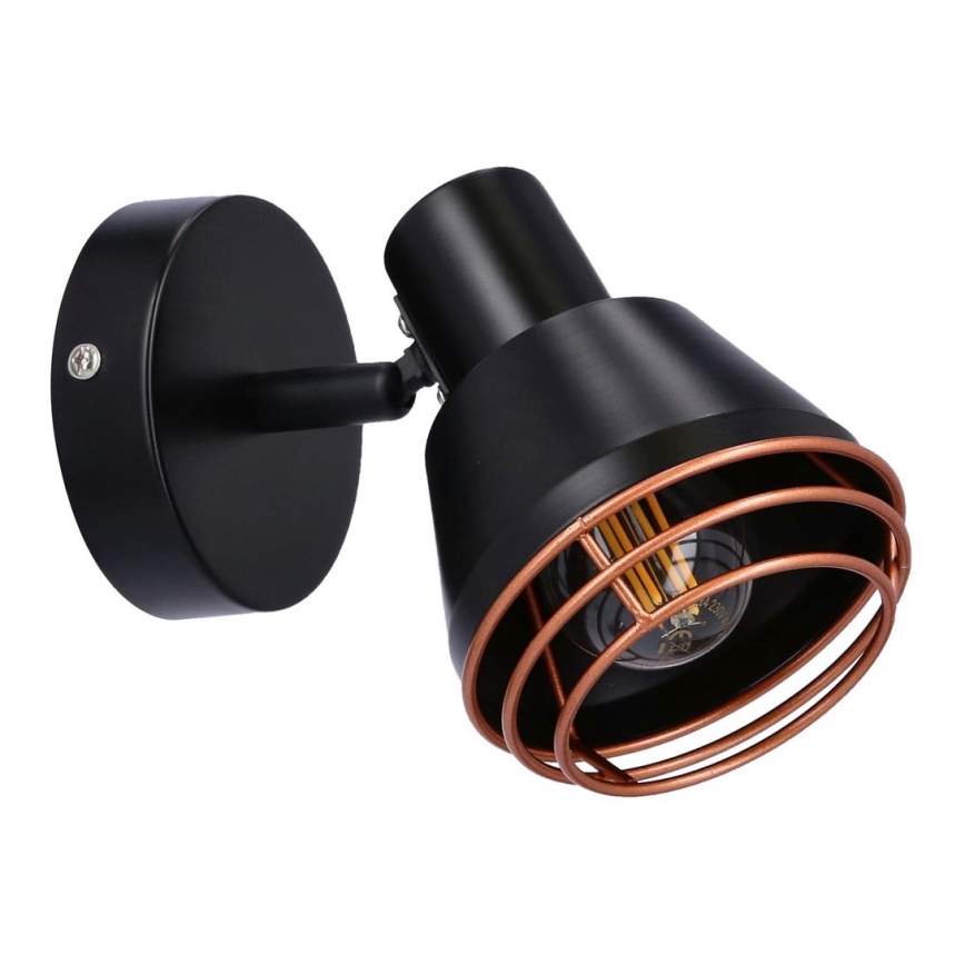 Väggspotlight NERIA 1xE14/40W/230V svart/koppar