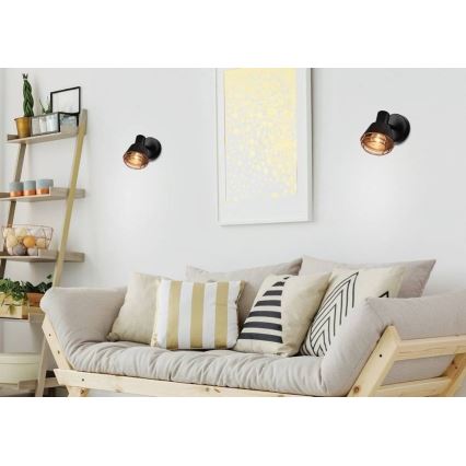 Väggspotlight NERIA 1xE14/40W/230V svart/koppar