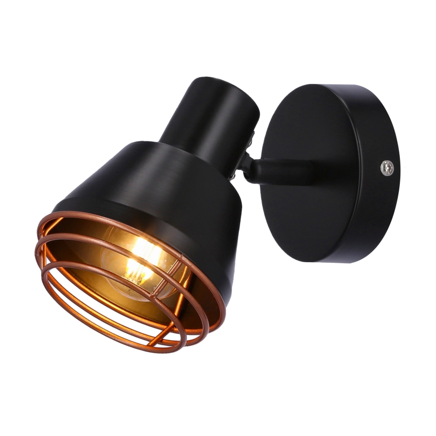 Väggspotlight NERIA 1xE14/40W/230V svart/koppar