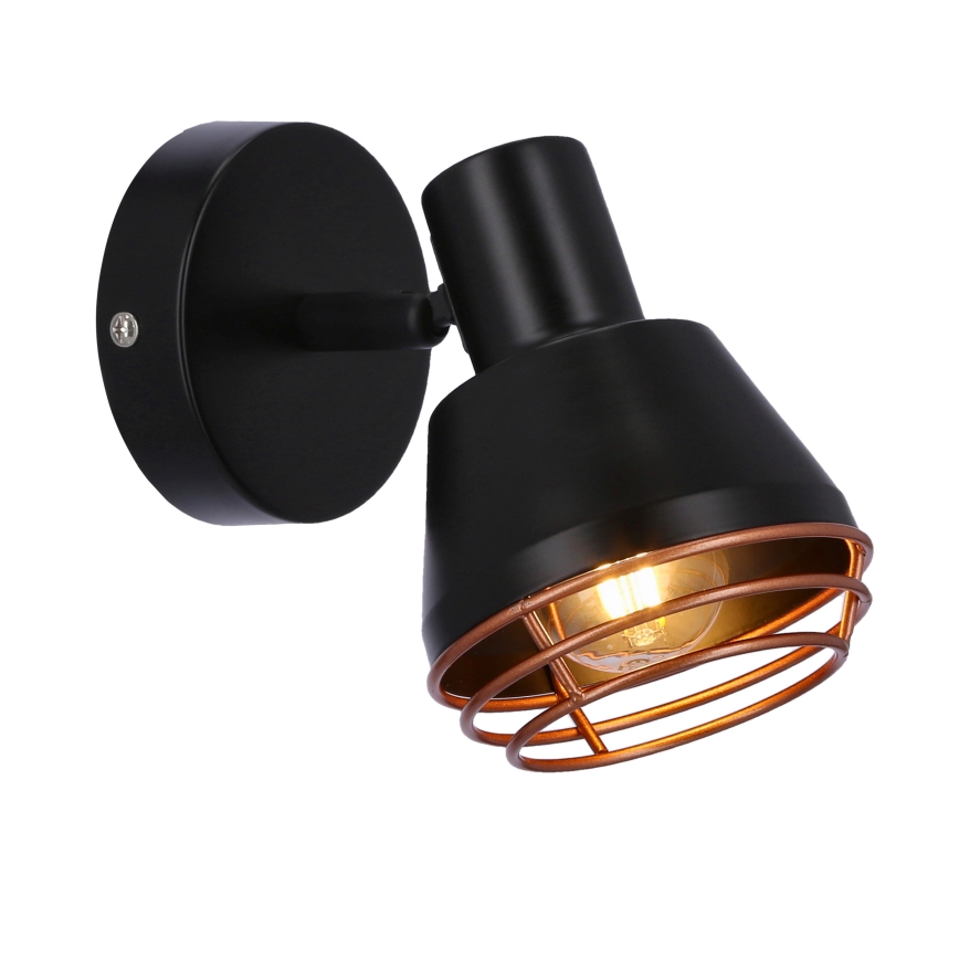Väggspotlight NERIA 1xE14/40W/230V svart/koppar
