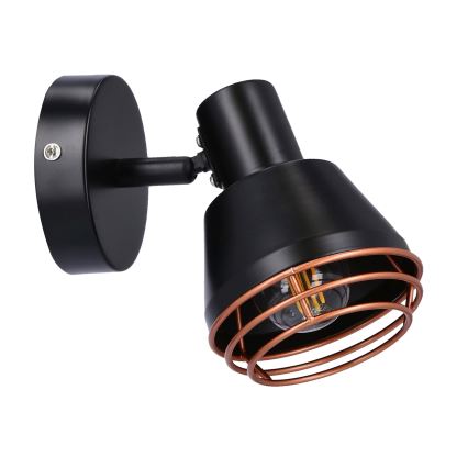 Väggspotlight NERIA 1xE14/40W/230V svart/koppar