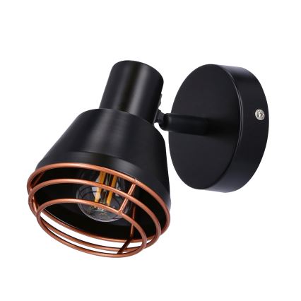 Väggspotlight NERIA 1xE14/40W/230V svart/koppar