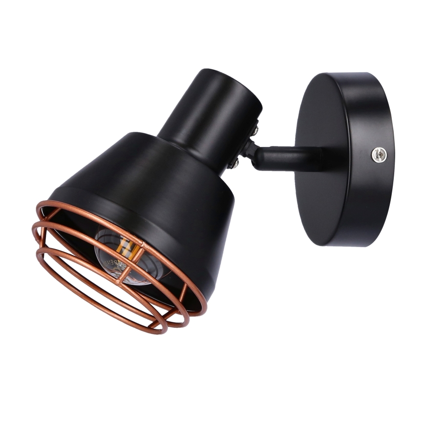 Väggspotlight NERIA 1xE14/40W/230V svart/koppar