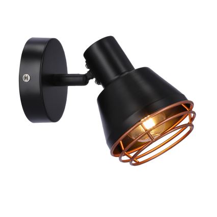 Väggspotlight NERIA 1xE14/40W/230V svart/koppar