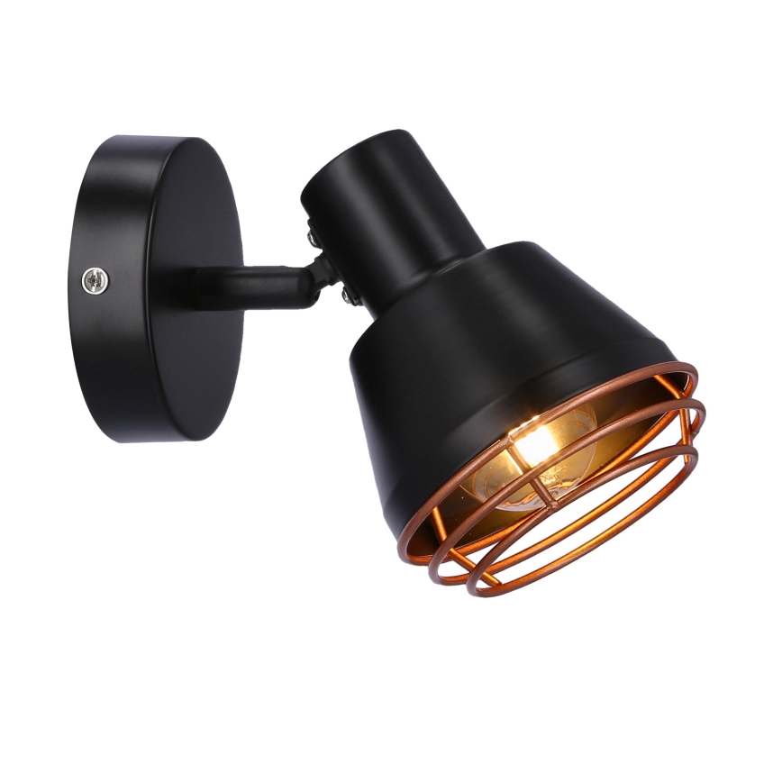 Väggspotlight NERIA 1xE14/40W/230V svart/koppar
