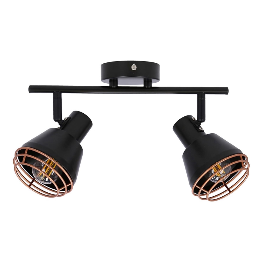 Väggspotlight NERIA 2xE14/40W/230V svart/koppar
