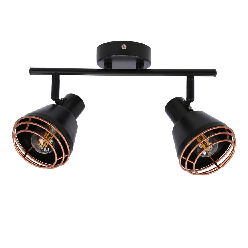 Väggspotlight NERIA 2xE14/40W/230V svart/koppar