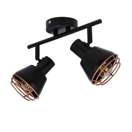 Väggspotlight NERIA 2xE14/40W/230V svart/koppar