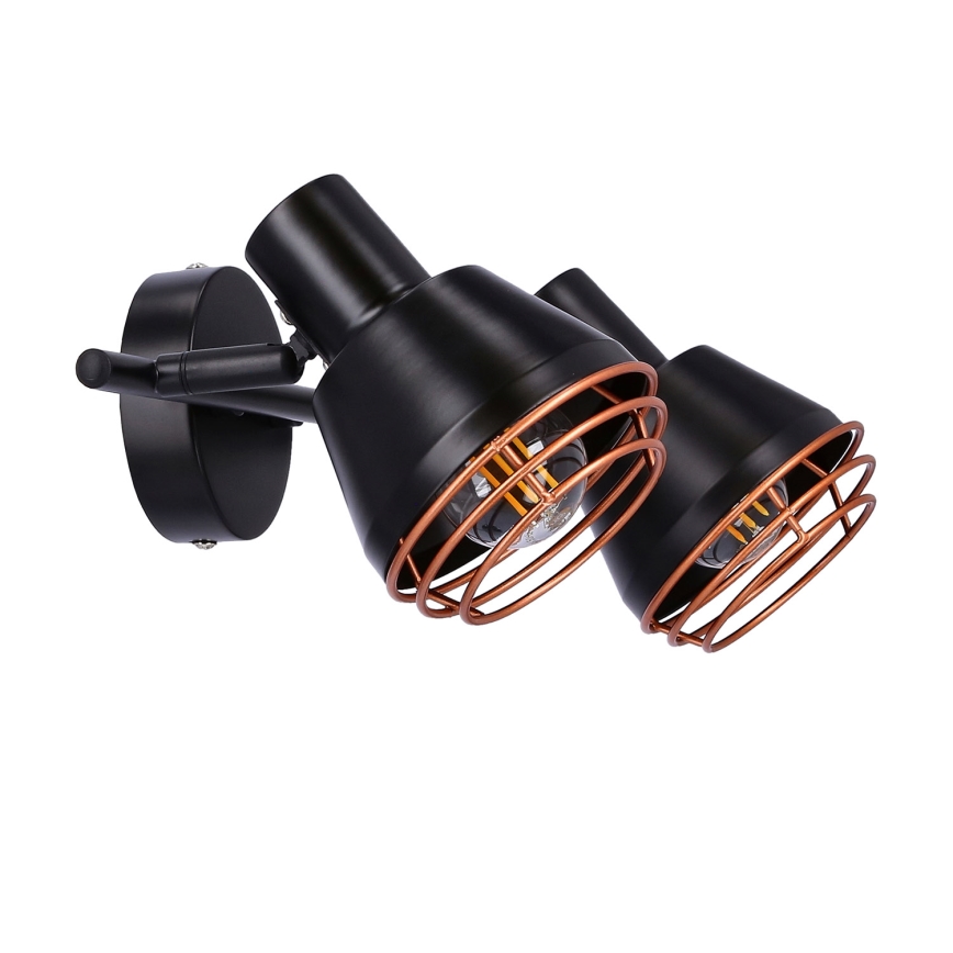 Väggspotlight NERIA 2xE14/40W/230V svart/koppar