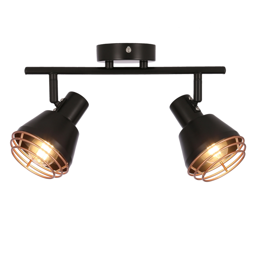Väggspotlight NERIA 2xE14/40W/230V svart/koppar