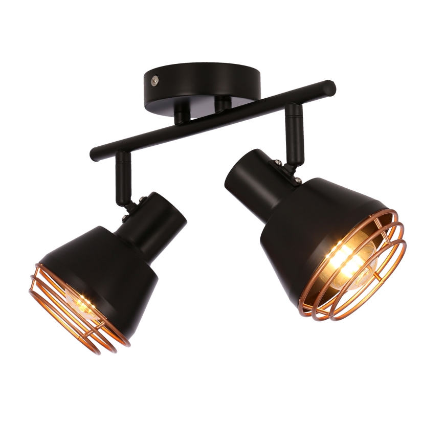 Väggspotlight NERIA 2xE14/40W/230V svart/koppar