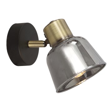 Väggspotlight SMOKY 1xE14/9W/230V svart/mässing/grå
